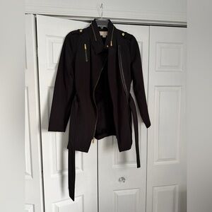 Michael Kors Black Trench Coat with Gold Accents